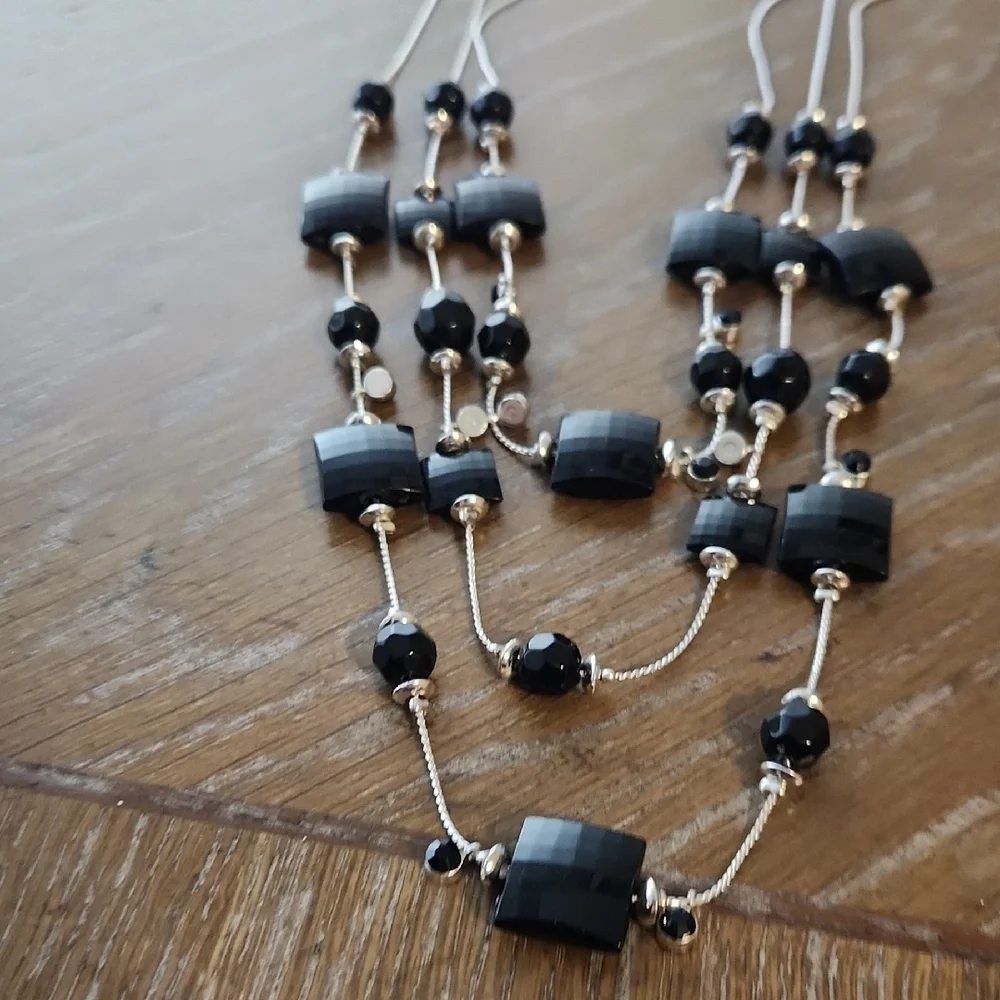 Black Bead Multi-Layer Necklace